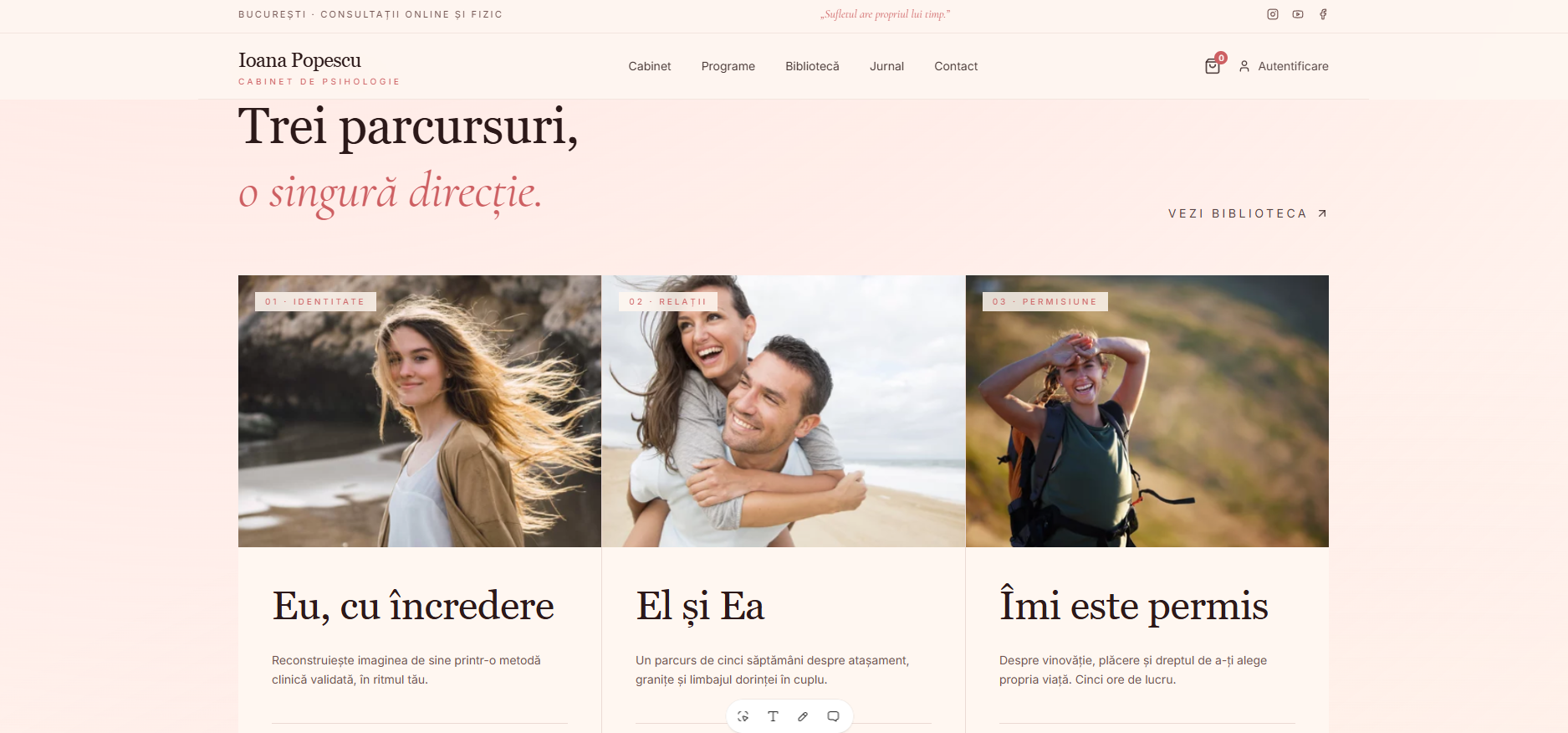 Pagina principală a site-ului demo Dr. Ioana Popescu — cabinet de psihologie
